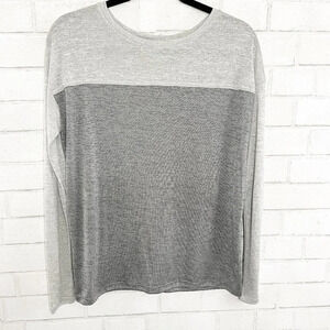 Vince Gray Color Block Lightweight Long Sleeve Tee Shirt Women's Size XS